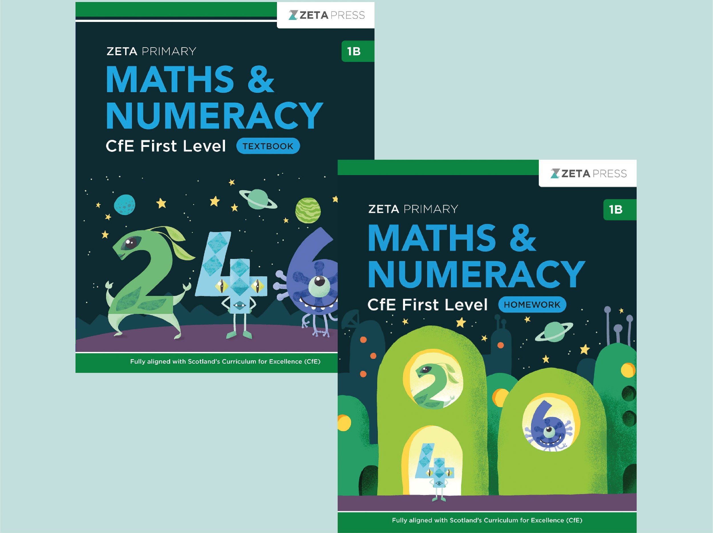 Primary Maths Textbook and Homework Bundle 1B by Zeta Press for Scotland P2 and P3.