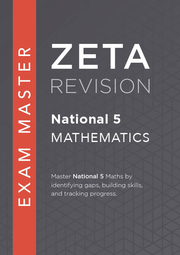 Book cover of Zeta Revision National 5 Mathematics exam revision guide with geometric design