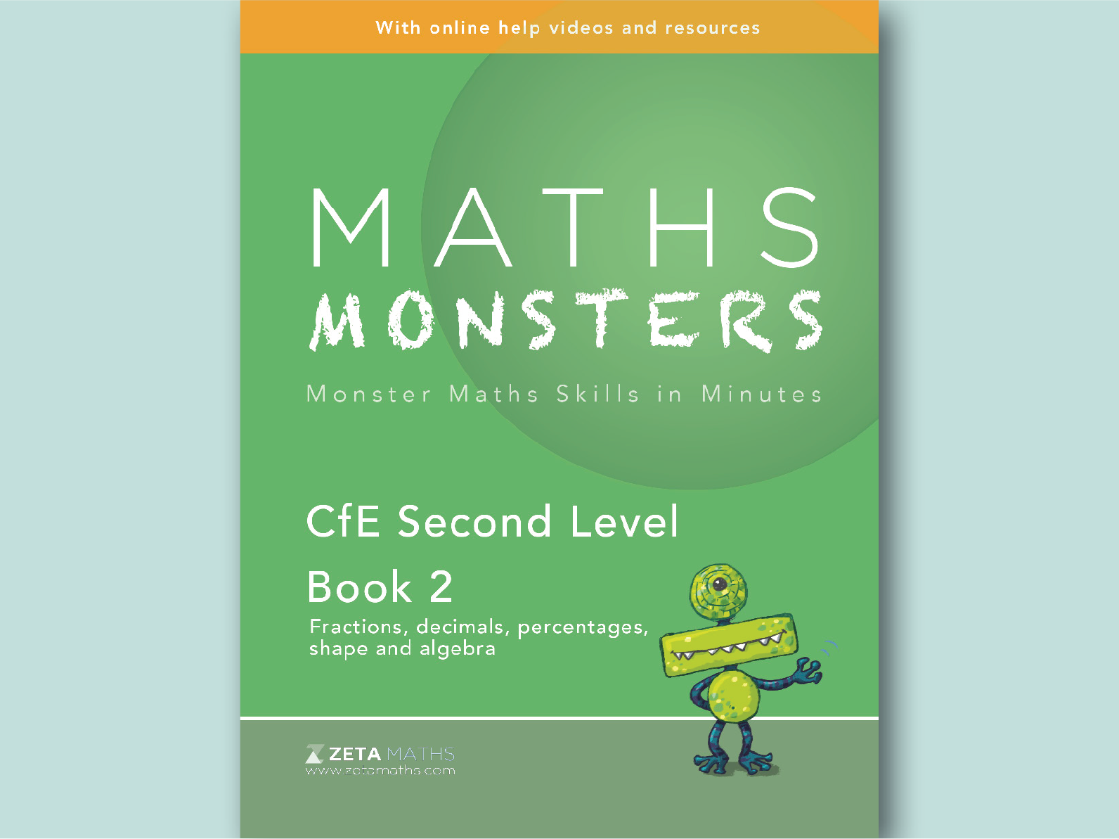 Book cover of 'Maths Monsters' with a green background and cartoon monster illustration.