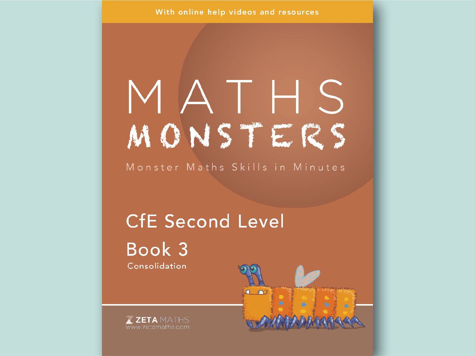 Book cover of 'Maths Monsters' with a brown background and orange elements.