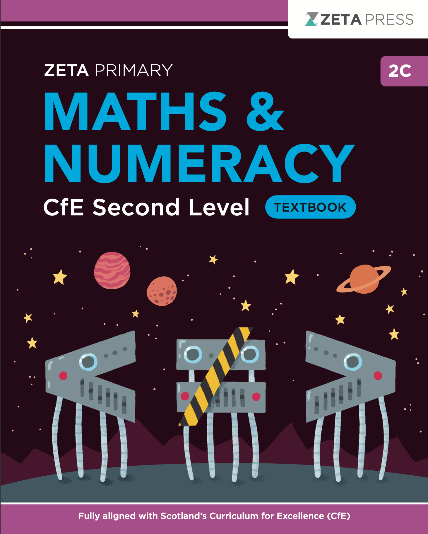 Full front cover scan of the Zeta Press CfE Second Level Maths Textbook 2C for Primary 7