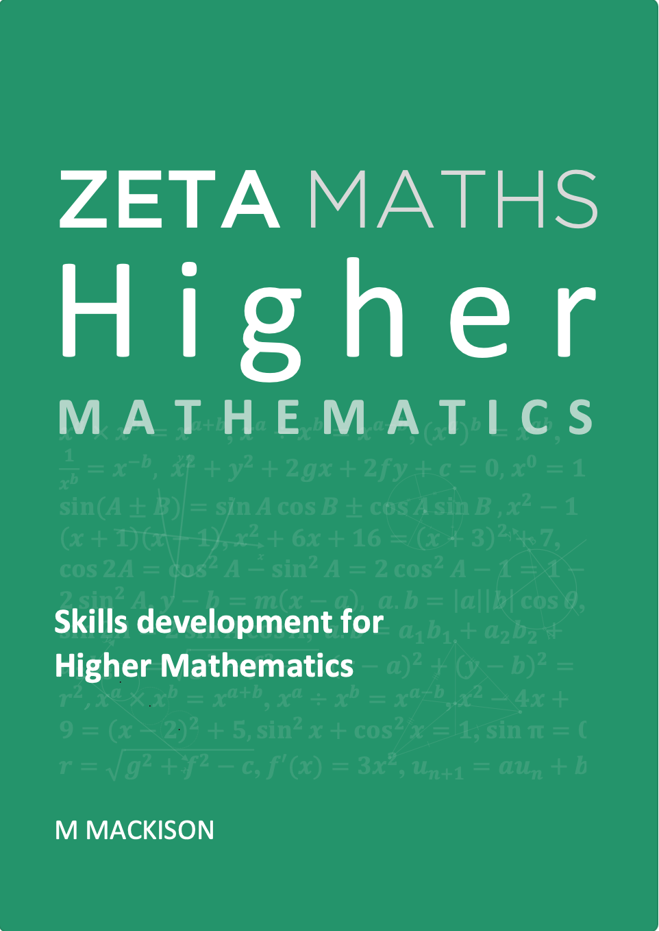 Full front cover scan of the Zeta Press Higher Maths Textbook for the SQA curriculum.