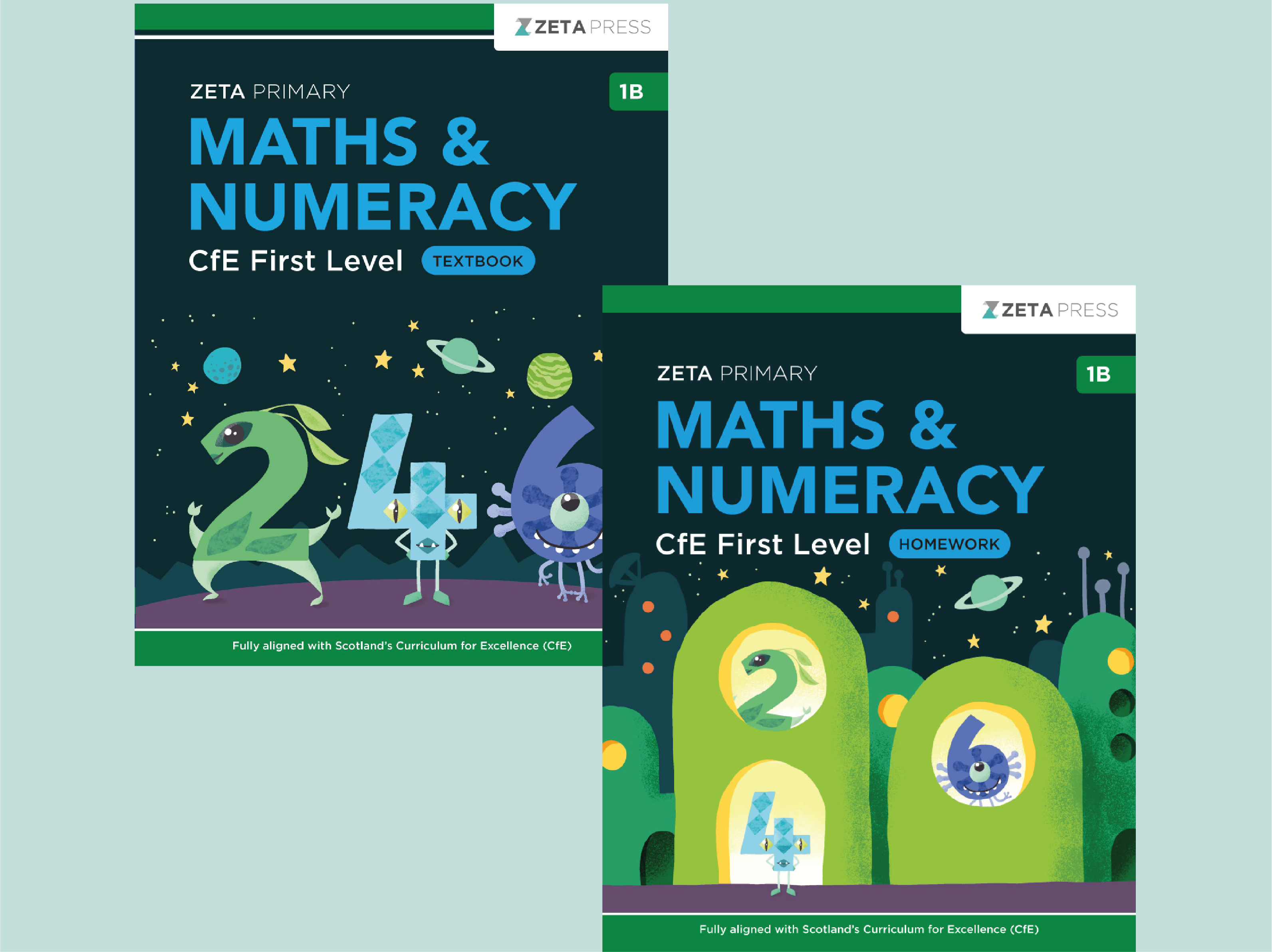 Primary Maths Textbook and Homework Bundle 1B by Zeta Press for Scotland P2 and P3.