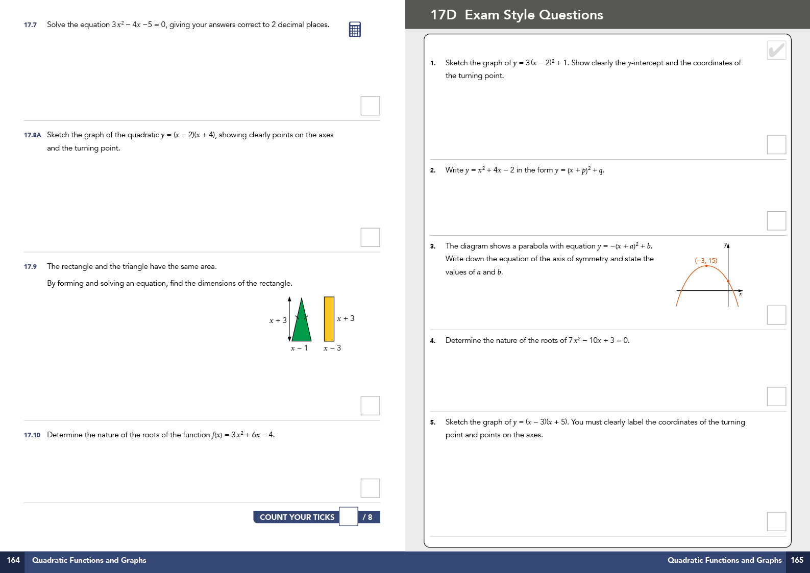 Educational test paper with math problems and graphs on a white background