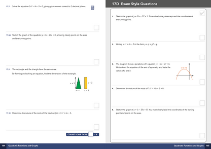Educational test paper with math problems and graphs on a white background