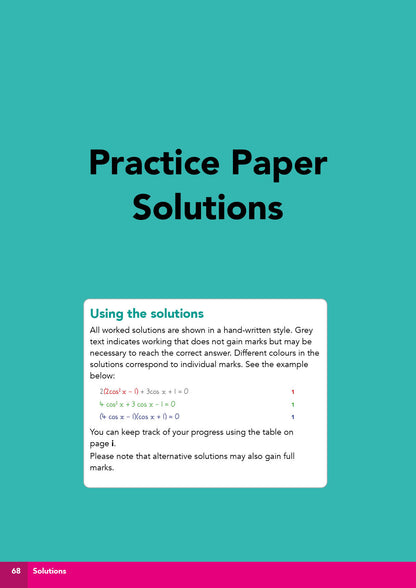 Practice Paper Solutions document with text on a teal background