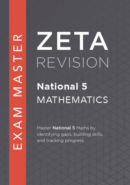 Book cover of Zeta Revision National 5 Mathematics exam revision guide with geometric design