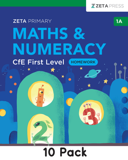 CfE First Level Numeracy Homework 1A Write-on Workbooks 10 Pack