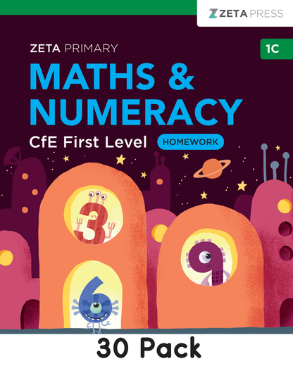 CfE First Level Maths Homework 1C Write-on Booklets 30 Pack for Primary 4