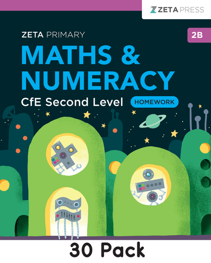 CfE Second Level Maths Homework 2B Write-on Booklets 30 Pack for Classrooms