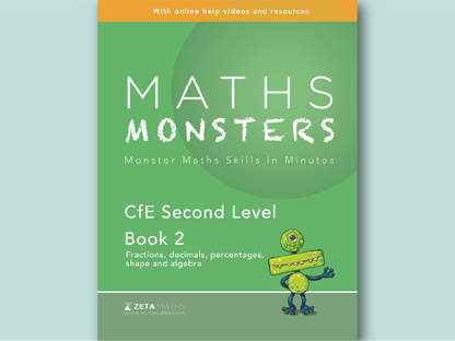 Book cover of 'Maths Monsters' with a green background and cartoon monster illustration.