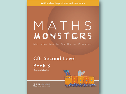 Book cover of 'Maths Monsters' with a brown background and orange elements.