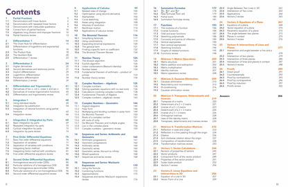 Table of contents page from Zeta Maths Advanced Higher Mathematics Student Book displaying the full list of SQA course topics and chapters.