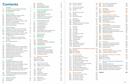 Table of contents page from Zeta Maths National 5 Applications of Mathematics Student Book displaying the full list of SQA course topics.