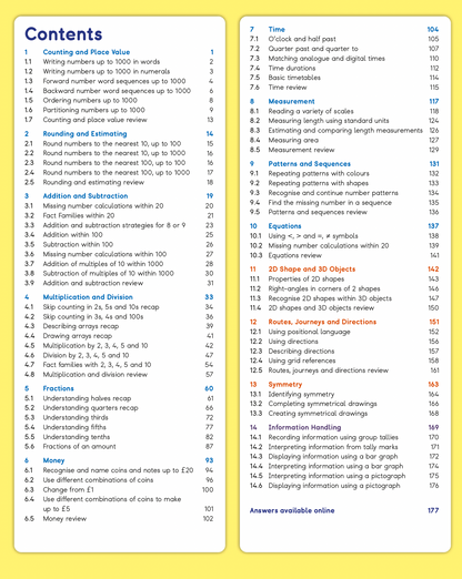 Table of contents for a mathematics textbook on a yellow background