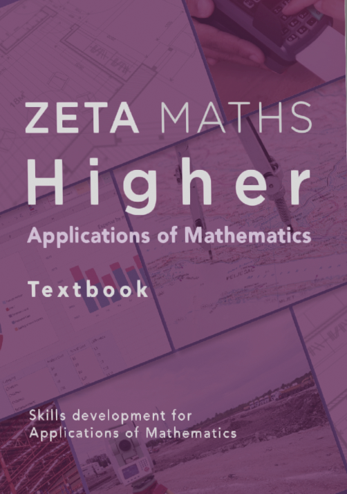 Full front cover scan of the Zeta Press Higher Applications of Mathematics Textbook for the SQA curriculum.